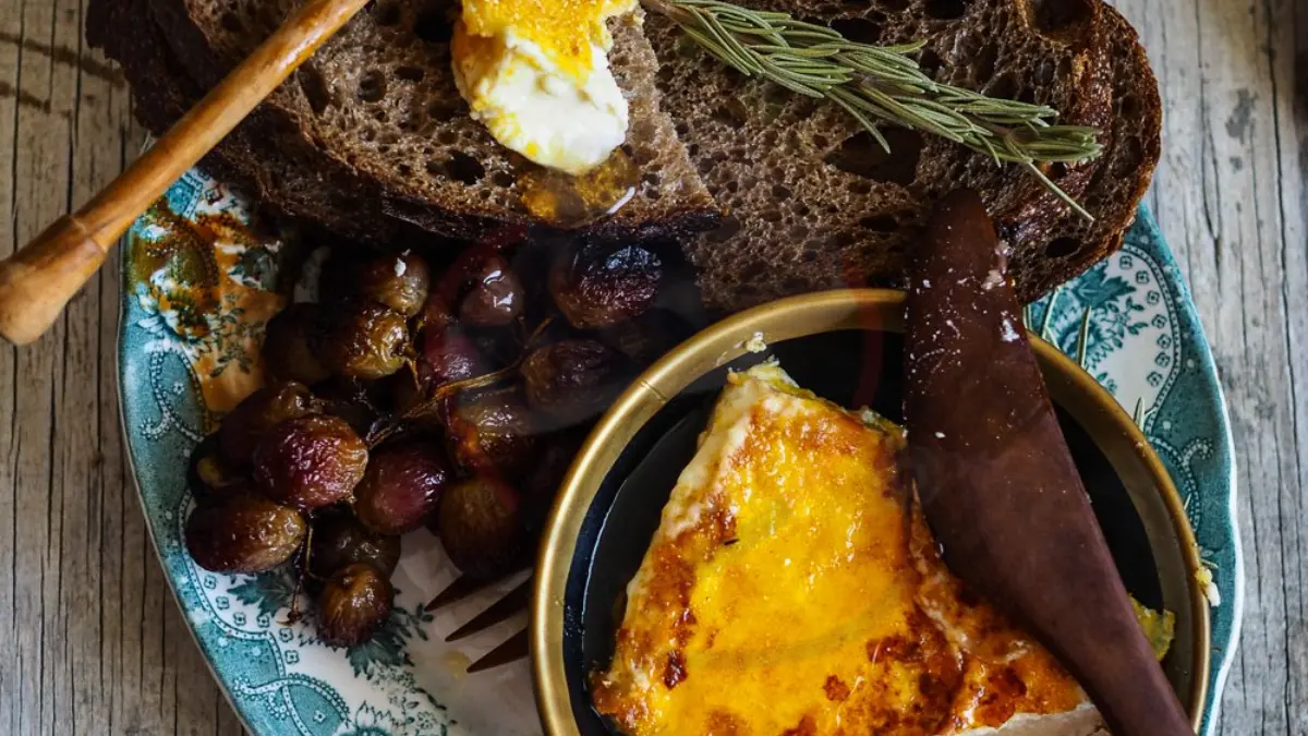 Image showing Pan Fried Feta and Roasted Grapes