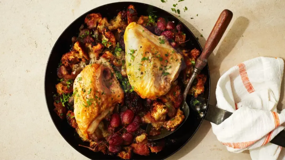 Image showing Roasted Chicken Breasts with Grape Stuffing