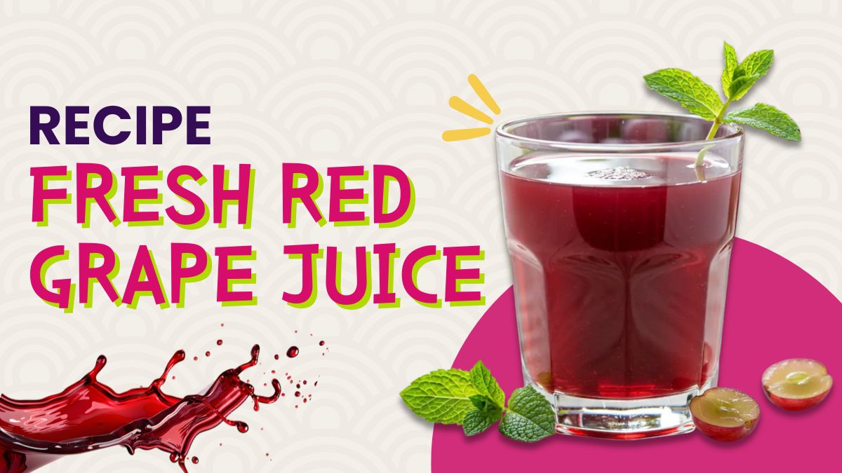 Fresh Red Grape Juice Recipe made with ripe red grapes and served chilled