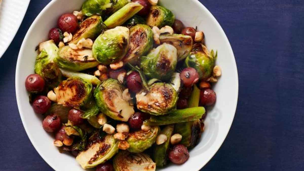 Image showing the Roasted Brussels Sprouts and Grapes 